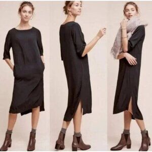 Holding Horses Anthropologie Deep Green Shift Dress Casual Western Petite XS